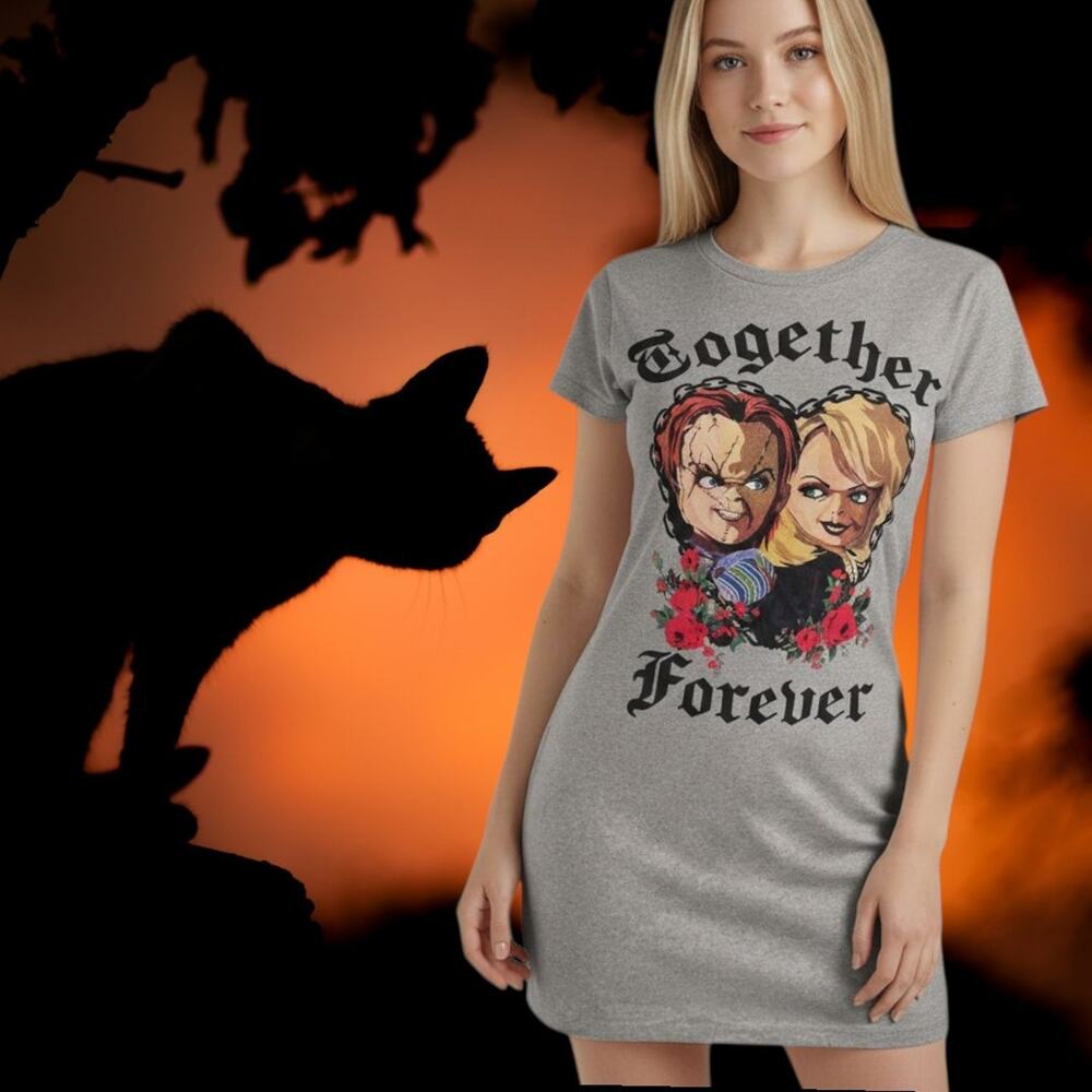 NWT Chucky & Tiffany Tee Shirt Dress Horror Childs Play Halloween Size S